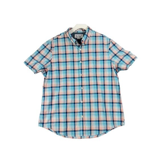 ORIGINAL PENGUIN Heritage Slim Plaid Button-Down Mens SZ XL Pastel Short Sleeve - Picture 1 of 8